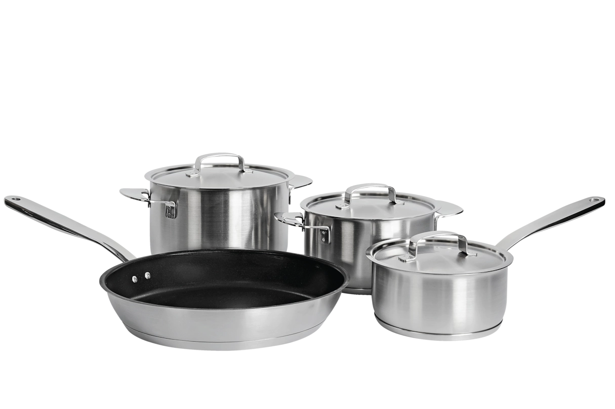 Комплект посуды All Steel с логотипом Miele 4 предмета KMTS 5704-2 Miele купить в #REGION_NAME_DECLINE_PP# | Всегда в наличии! | Артикул 11945190 | Официальный сайт